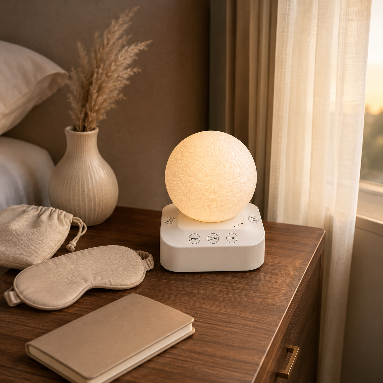 Rest companion beside a sleep mask